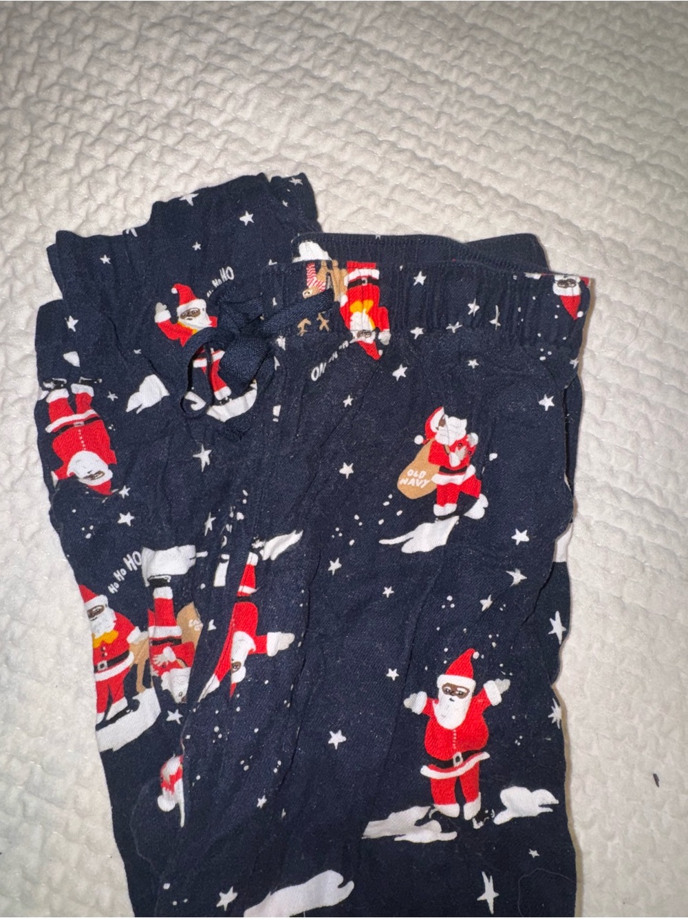 Old Navy Kids Navy Red Santa Print Pajama Bottoms
